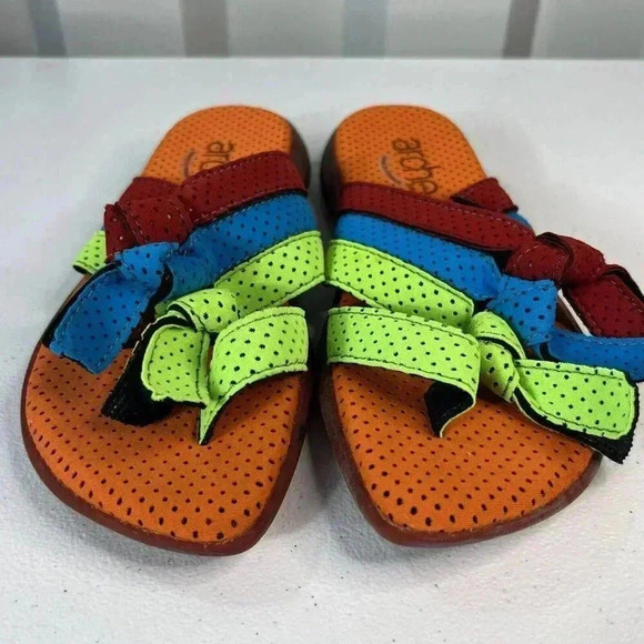 Rare Arche Nubuck Slides Neon Colorful Beach Sandals Size 8 NEW Vintage Bright - Picture 2 of 9